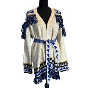 NWT Made in PERU MOTHER The Fringe Cardigan Sweater Alpaca Nylon S